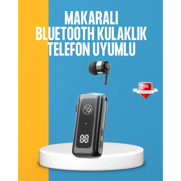 Mey İthalat® Dijital Ekranlı ve Hızlı Şarjlı Bluetooth 5.2 Makaralı Kulaklık