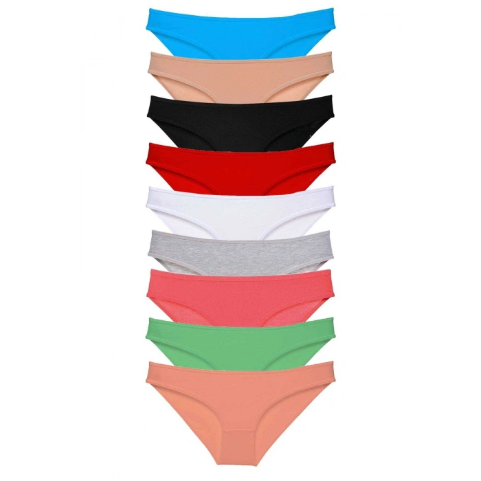 9 adet Süper Eko Set Likralı Kadın Slip Külot Tüm Renkler
