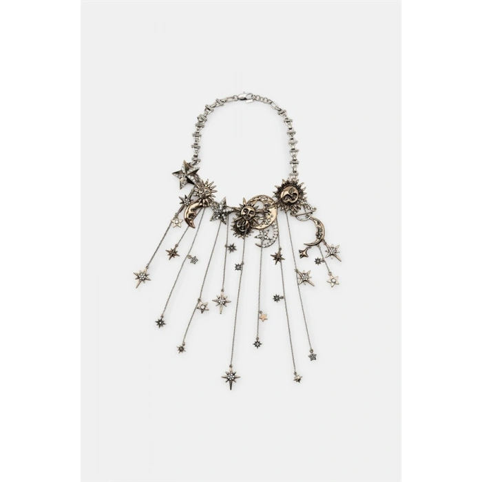 Ay ve Yıldız Uçlu Metal Kolye - Altın