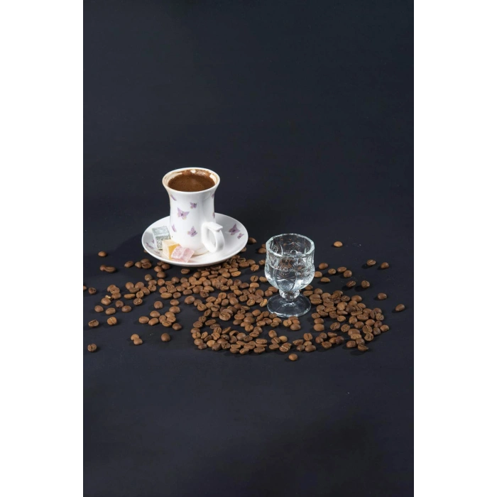 Ayaklı Kahve Yanı Bardağı Kristal Kesim Shot Bardak 7cm x 4 cm 6 Lı Set