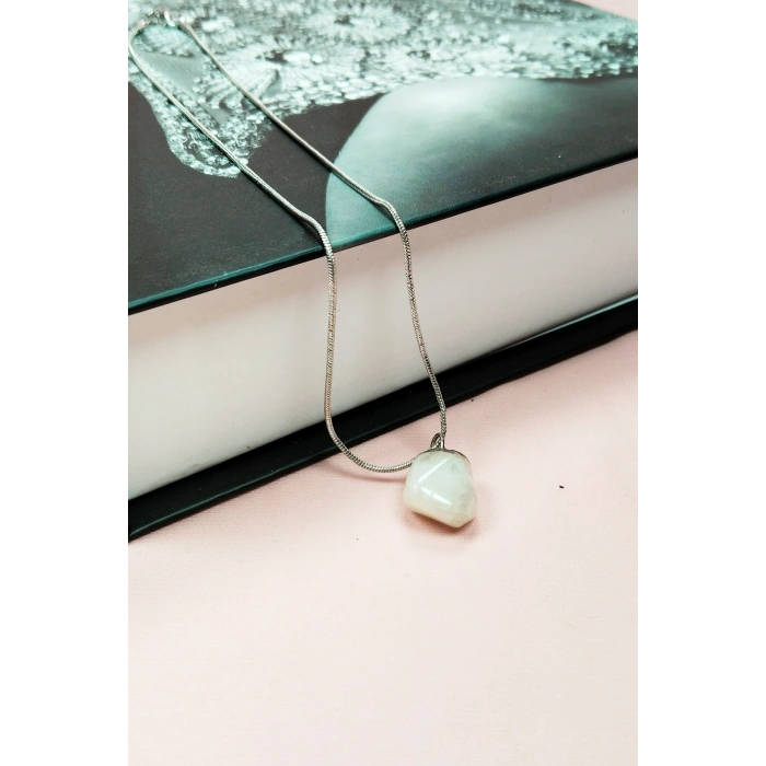 Aytaşı Doğal Taşı Zincirli El Yapımı Kolye Uç: 2 cm Zincir: 20 cm Kutulu