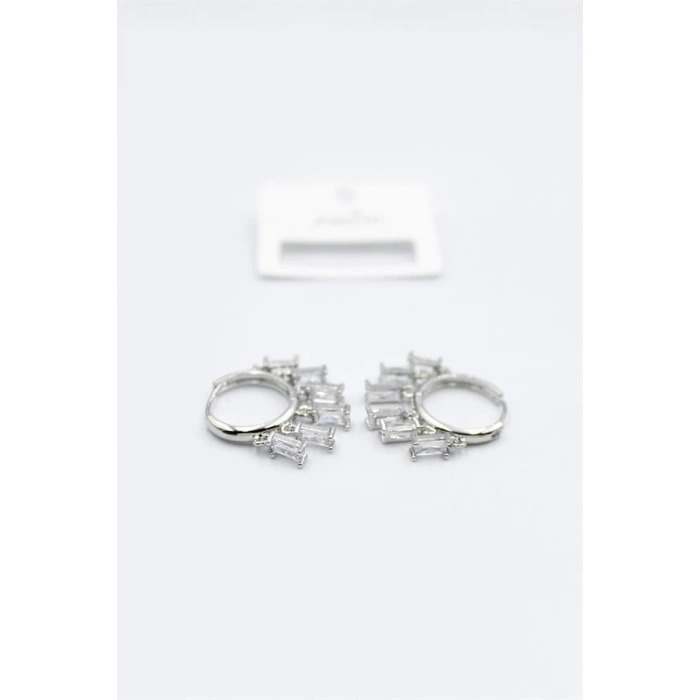 Baget Taşlı Shakira Küpe - Gümüş