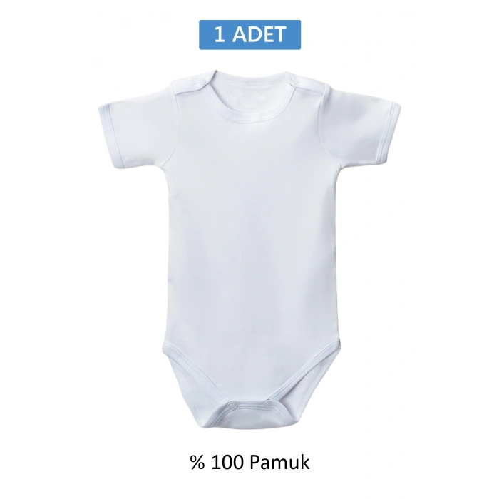 Beyaz Yarım Kol Body Zıbın 2-7 YAŞ Çocuklar İçin (1 ADET) Alttan Çıtçıtlı Özel Gereksinimli