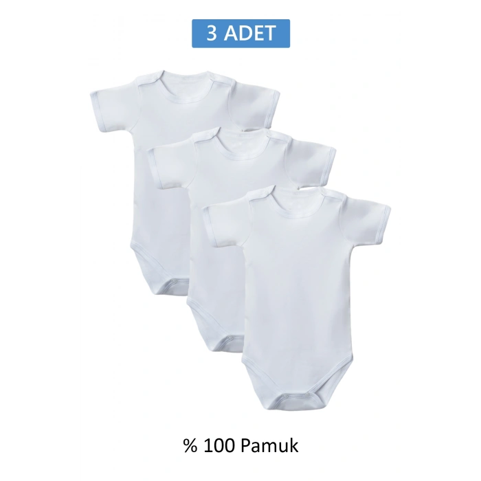 Beyaz Yarım Kol Body Zıbın 2-7 YAŞ Çocuklar İçin (3 ADET) Alttan Çıtçıtlı Özel Gereksinimli