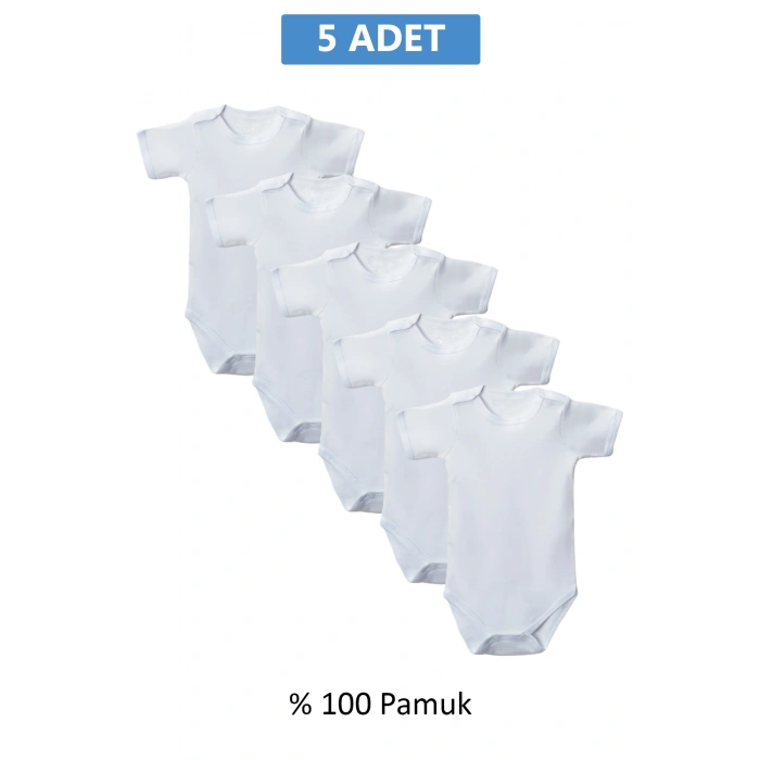 Beyaz Yarım Kol Body Zıbın 7-12 YAŞ Çocuklar İçin (5 ADET) Alttan Çıtçıtlı Özel Gereksinimli
