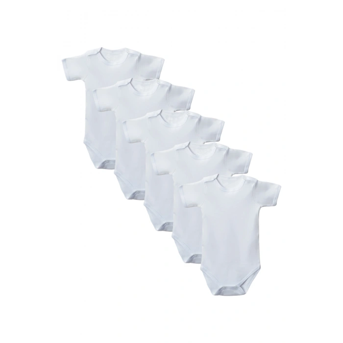 Beyaz Yarım Kol Body Zıbın 7-12 YAŞ Çocuklar İçin (5 ADET) Alttan Çıtçıtlı Özel Gereksinimli