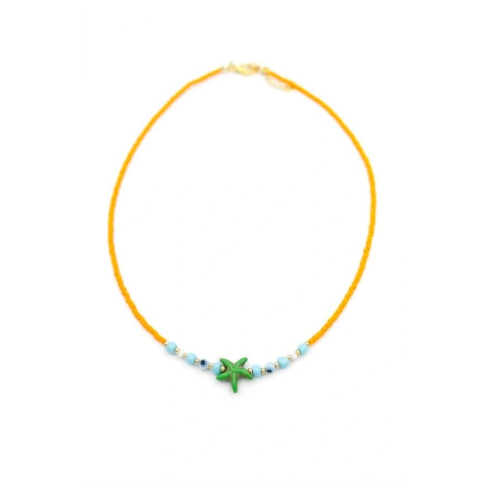 Boncuk Deniz Yıldzı Kolye - Turuncu