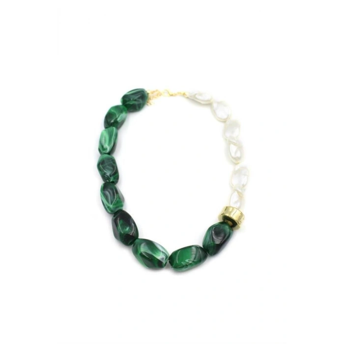 Boncuklu İnci Kolye - Yeşil