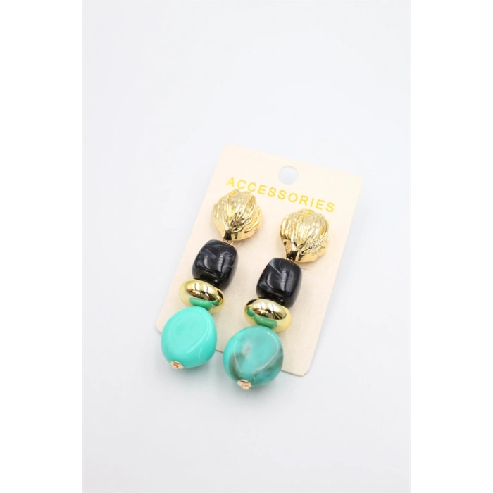 Boncuklu Küpe - Siyah