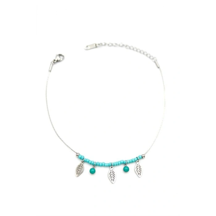 Boncuklu Yonca Halhal - Gümüş