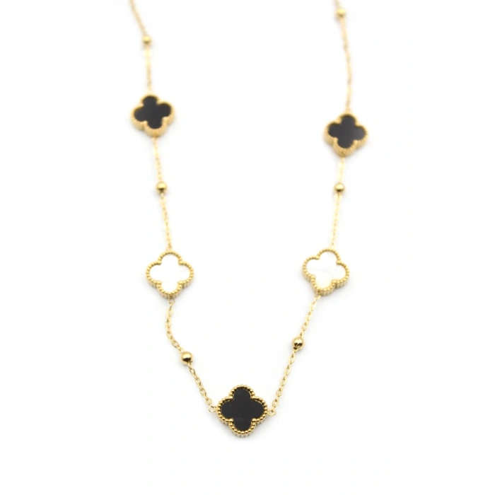 Boncuklu Yonca Kolye - Altın