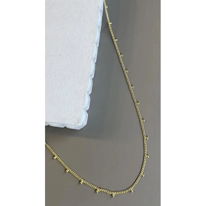 Boncuklu Zincir Kolye - Altın