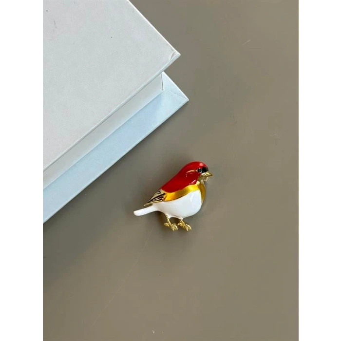 Bülbül Broş - Kırmızı