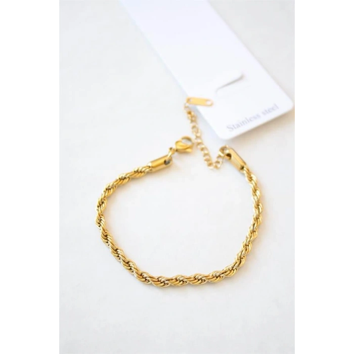 Burgu Çelik Bileklik 3mm - Altın