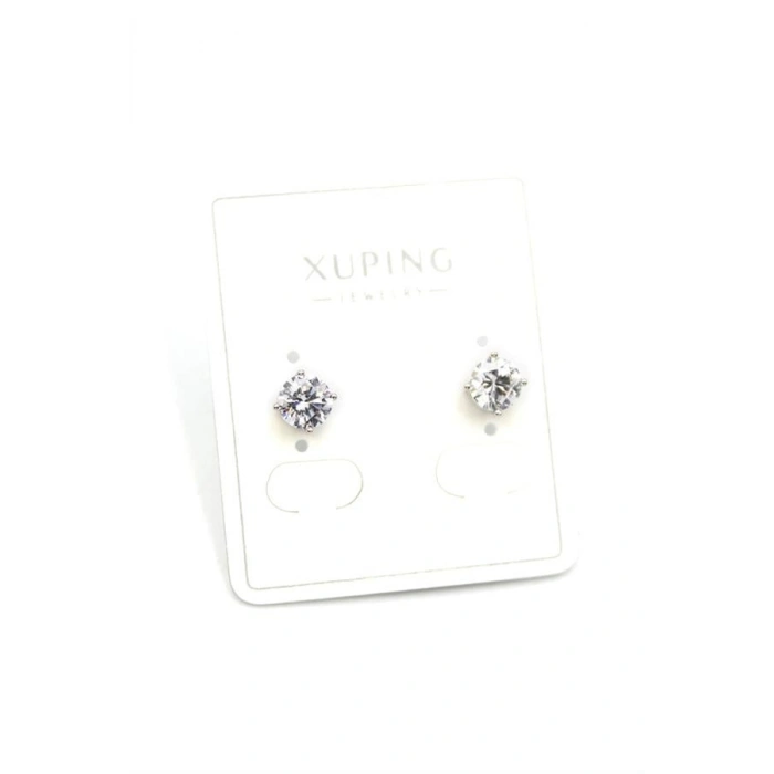 Büyük Boy Tek Taş Küpe - Gümüş