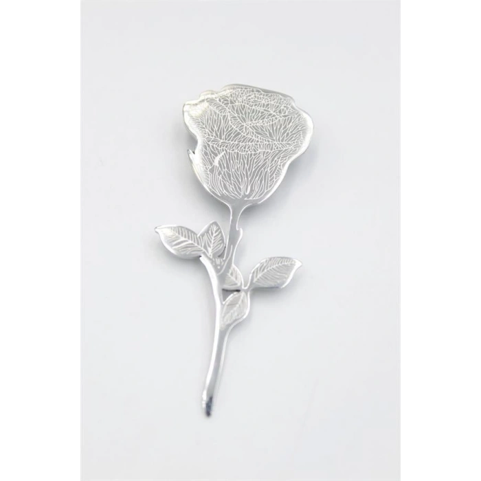Çelik Gül Broş - Gümüş