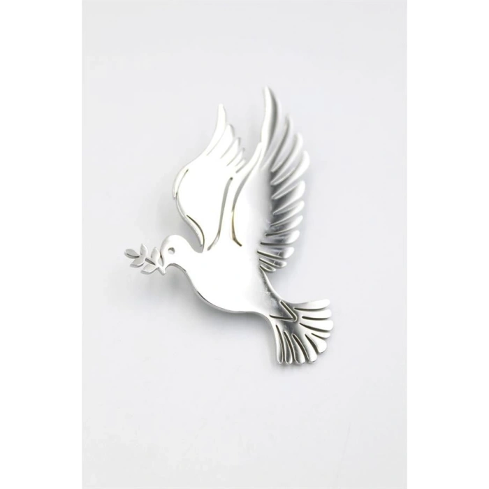 Çelik Güvercin Broş - Gümüş