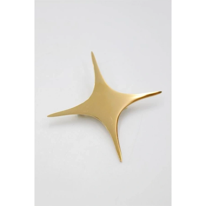 Çelik Yıldız Broş - Altın
