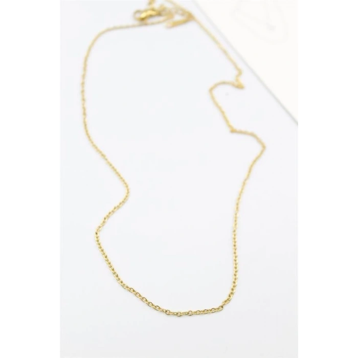 Çelik Zincir Kolye - 45 cm - Altın