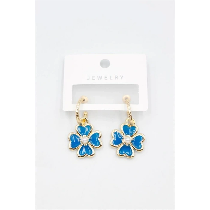 Çiçek Küpe - Mavi