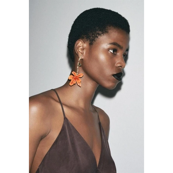 Çiçek Küpe - Turuncu