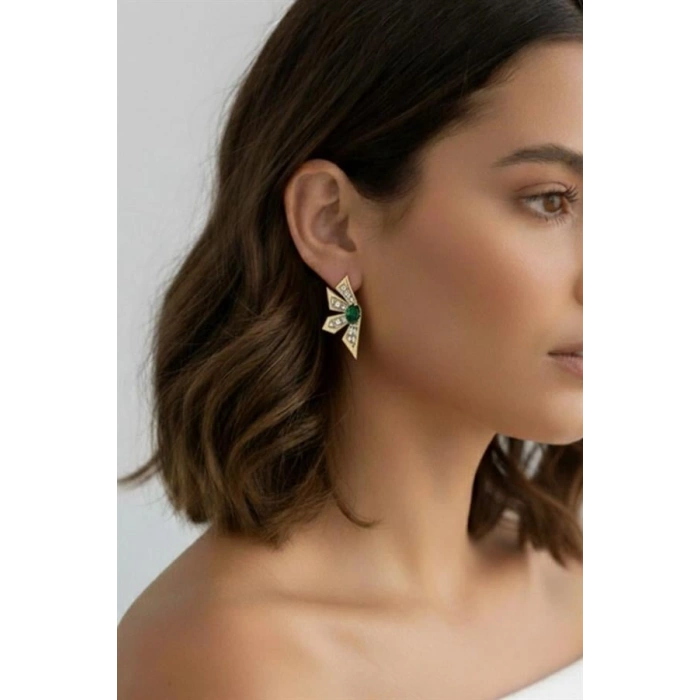 Çiçek Küpe - Yeşil