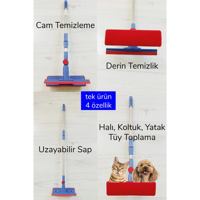 Çok Amaçlı Pratik Cam Temizleyici Kıl Tüy Toplayıcı Halı Kanepe Koltuk Temizleyici Döner Başlıklı