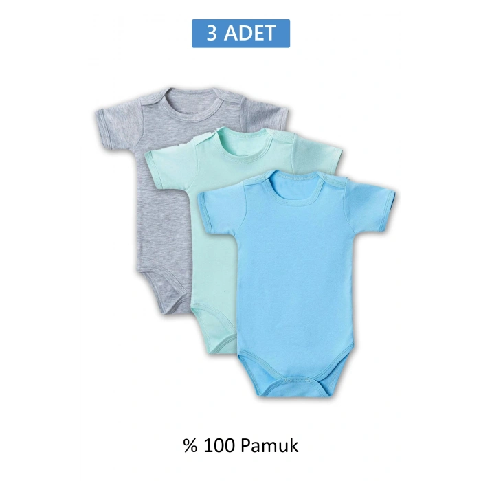 Çok Renkli Yarım Kol Body Zıbın 2-7 YAŞ Çocuklar İçin (3 ADET) Alttan Çıtçıtlı Özel Gereksinimli