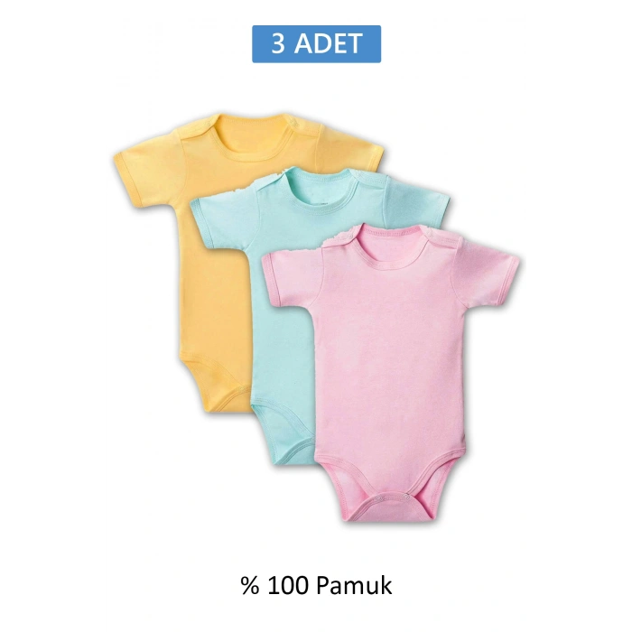 Çok Renkli Yarım Kol Body Zıbın 2-7 YAŞ Çocuklar İçin (3 ADET) Alttan Çıtçıtlı Özel Gereksinimli