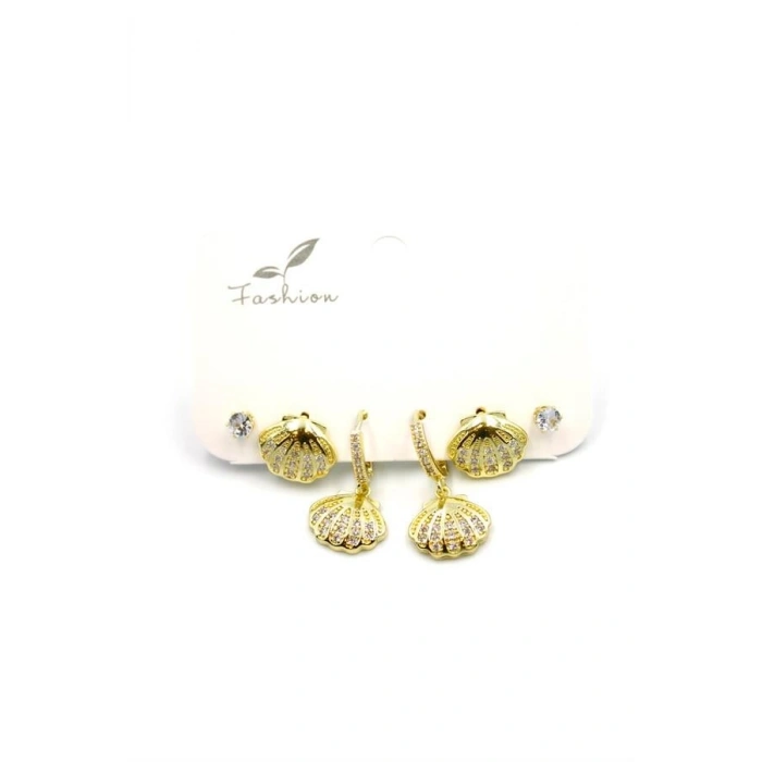 Çoklu Deniz Kabuğu Küpe - Altın