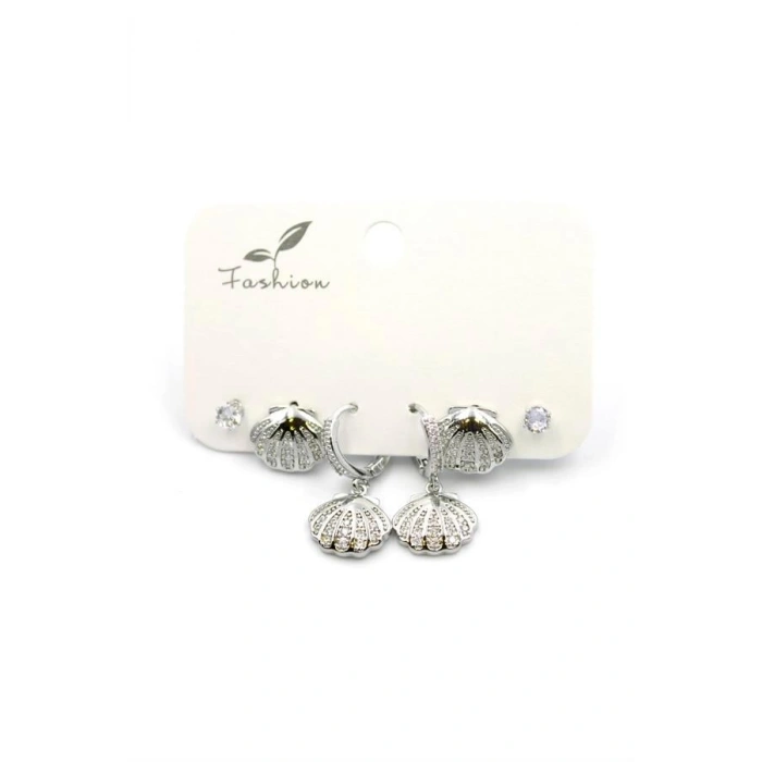 Çoklu Deniz Kabuğu Küpe - Gümüş