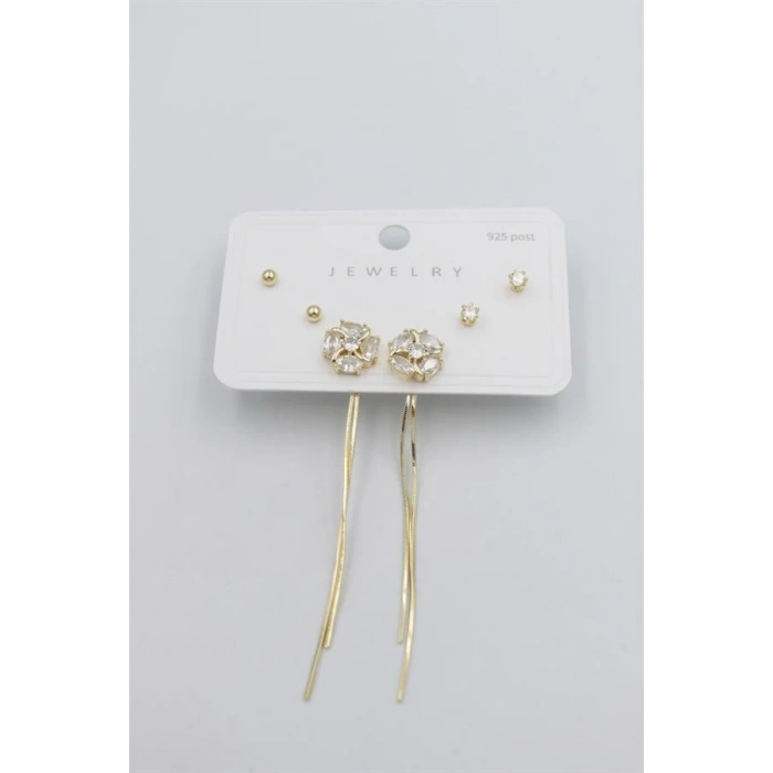 Çoklu Set Küpe - Altın