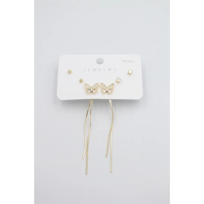 Çoklu Set Küpe - Altın