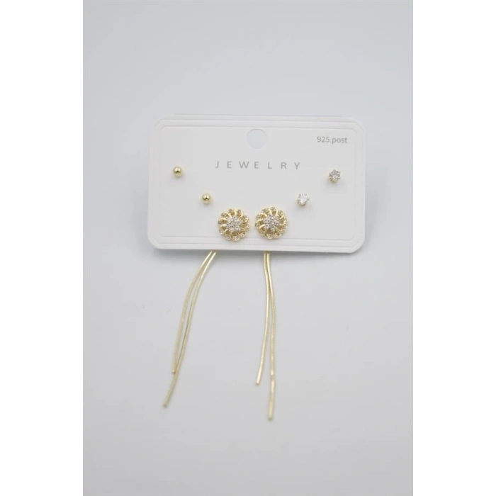 Çoklu Set Küpe - Altın