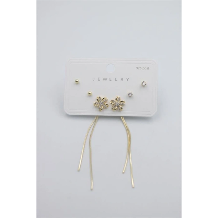 Çoklu Set Küpe - Altın