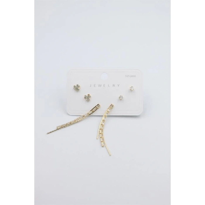 Çoklu Set Küpe - Altın