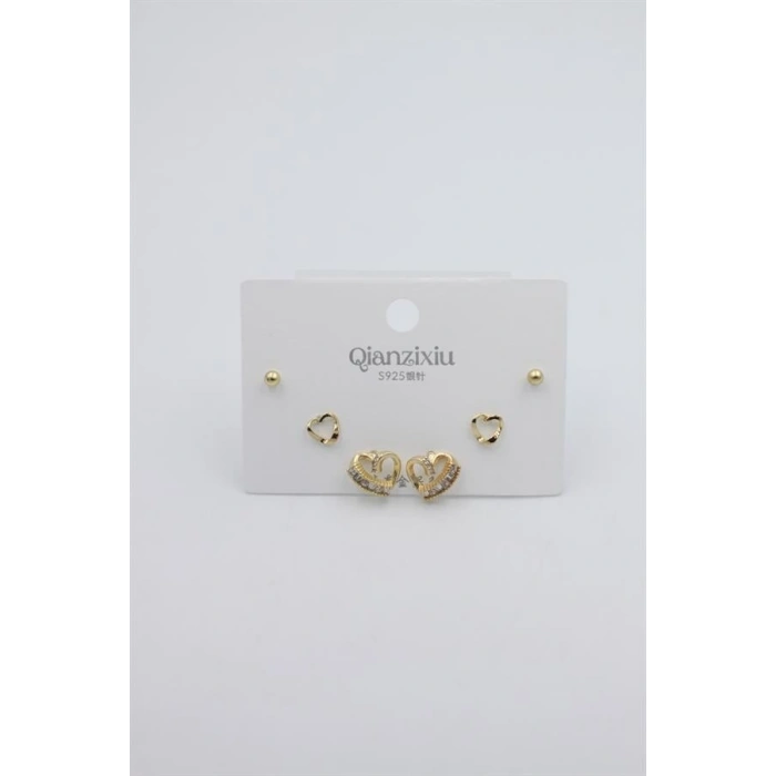 Çoklu Set Küpe - Altın