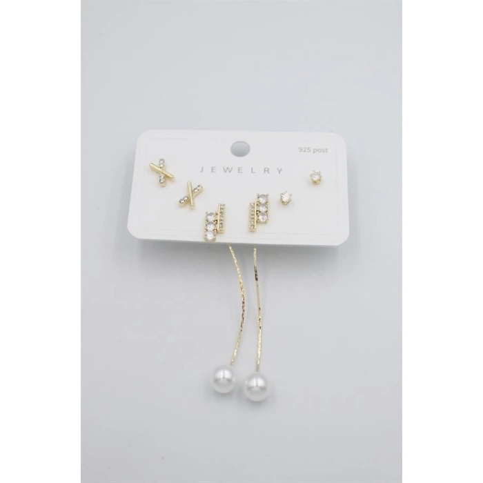 Çoklu Set Küpe - Altın