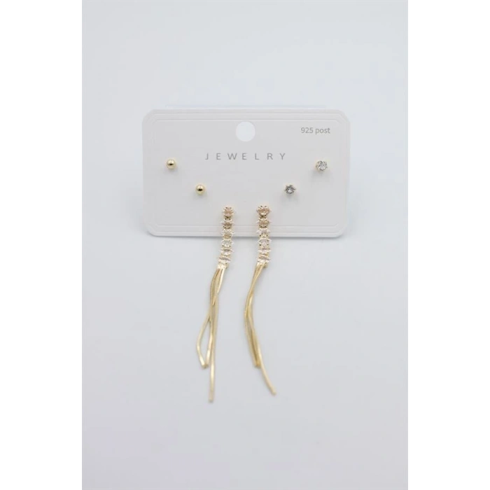 Çoklu Set Küpe - Altın