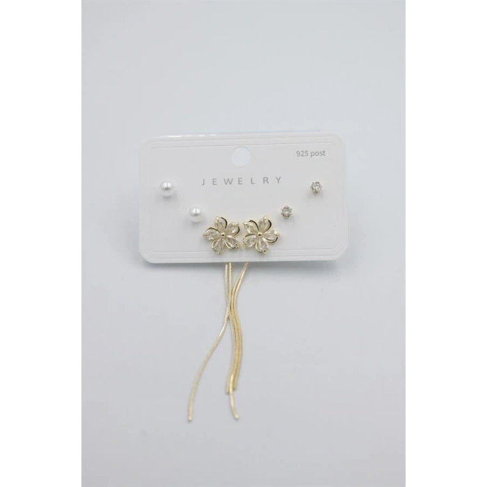 Çoklu Set Küpe - Altın