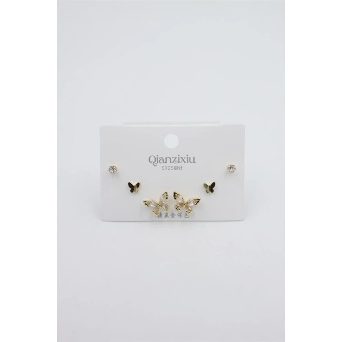 Çoklu Set Küpe - Altın