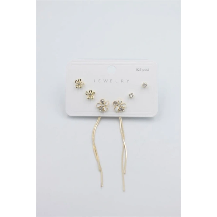 Çoklu Set Küpe - Altın