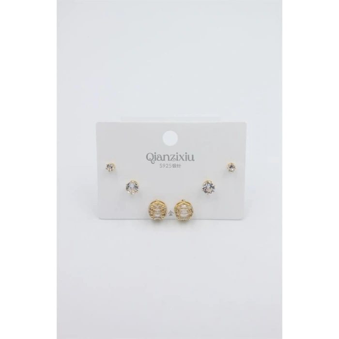 Çoklu Set Küpe - Altın