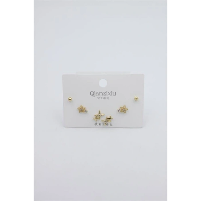 Çoklu Set Küpe - Altın