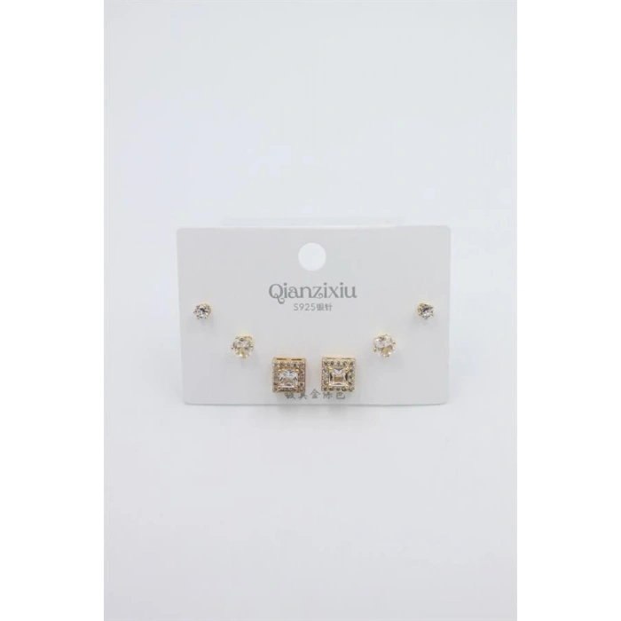 Çoklu Set Küpe - Altın