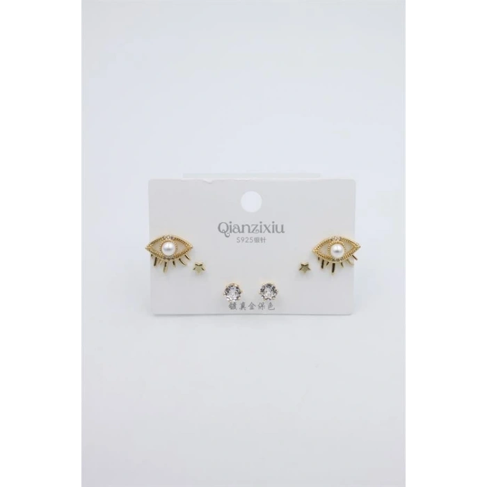 Çoklu Set Küpe - Altın