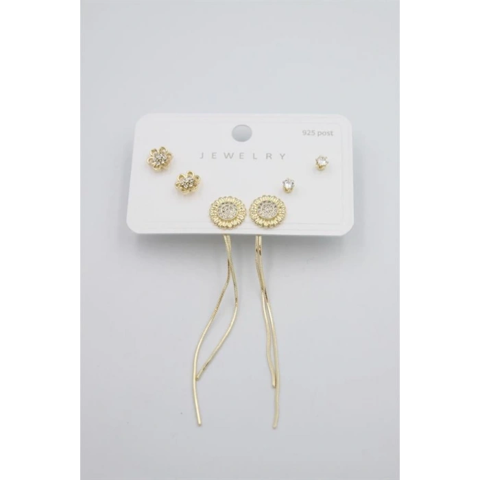 Çoklu Set Küpe - Altın