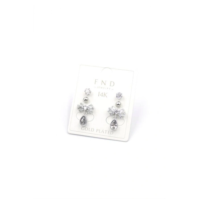 Çoklu Taşlı Küpe - Gümüş