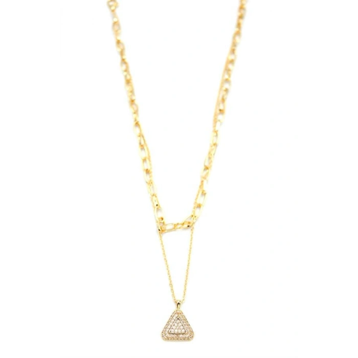 Çoklu Üçgen Kolye - Altın