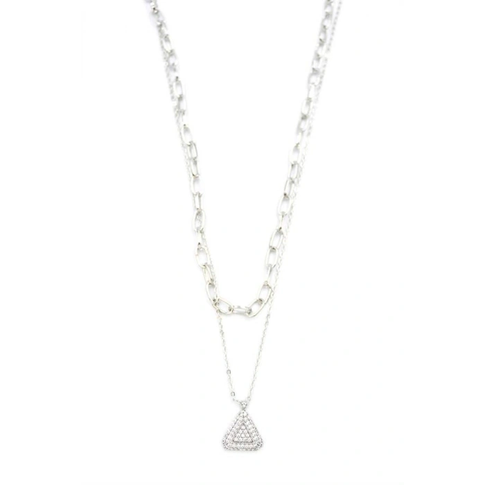 Çoklu Üçgen Kolye - Gümüş